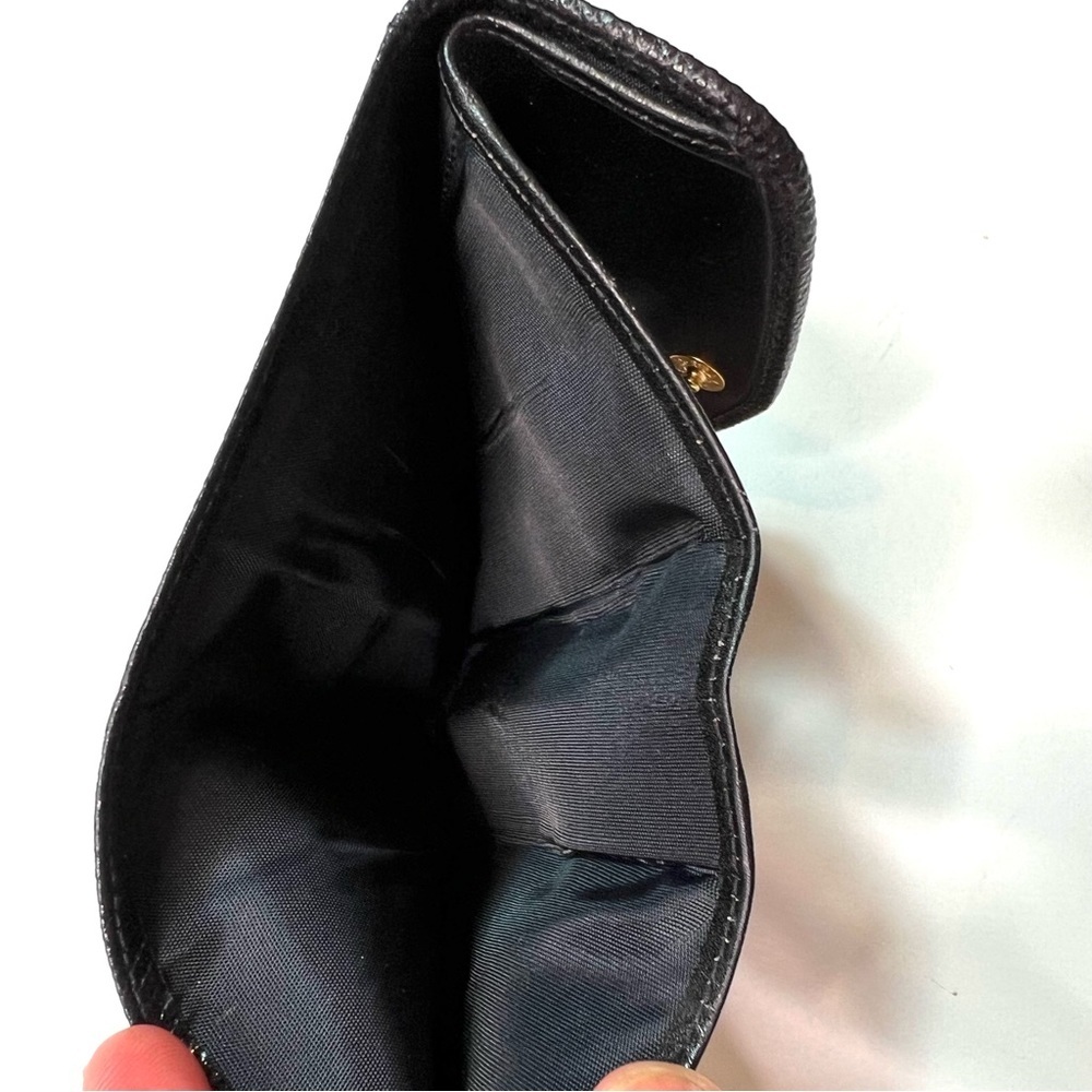 Vintage Judith Leiber Tri-fold Black Leather Wallet Credit Card Holder - Picture 9 of 14